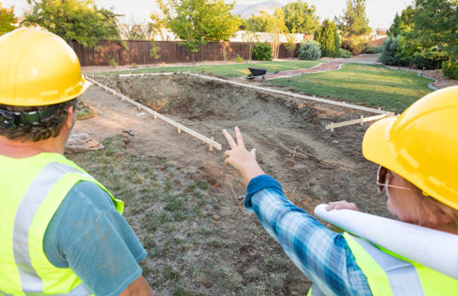 Before and After Pool Build Construction Site.